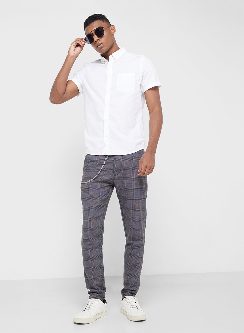 MENS CHECK PANT WITH METAL CHAIN