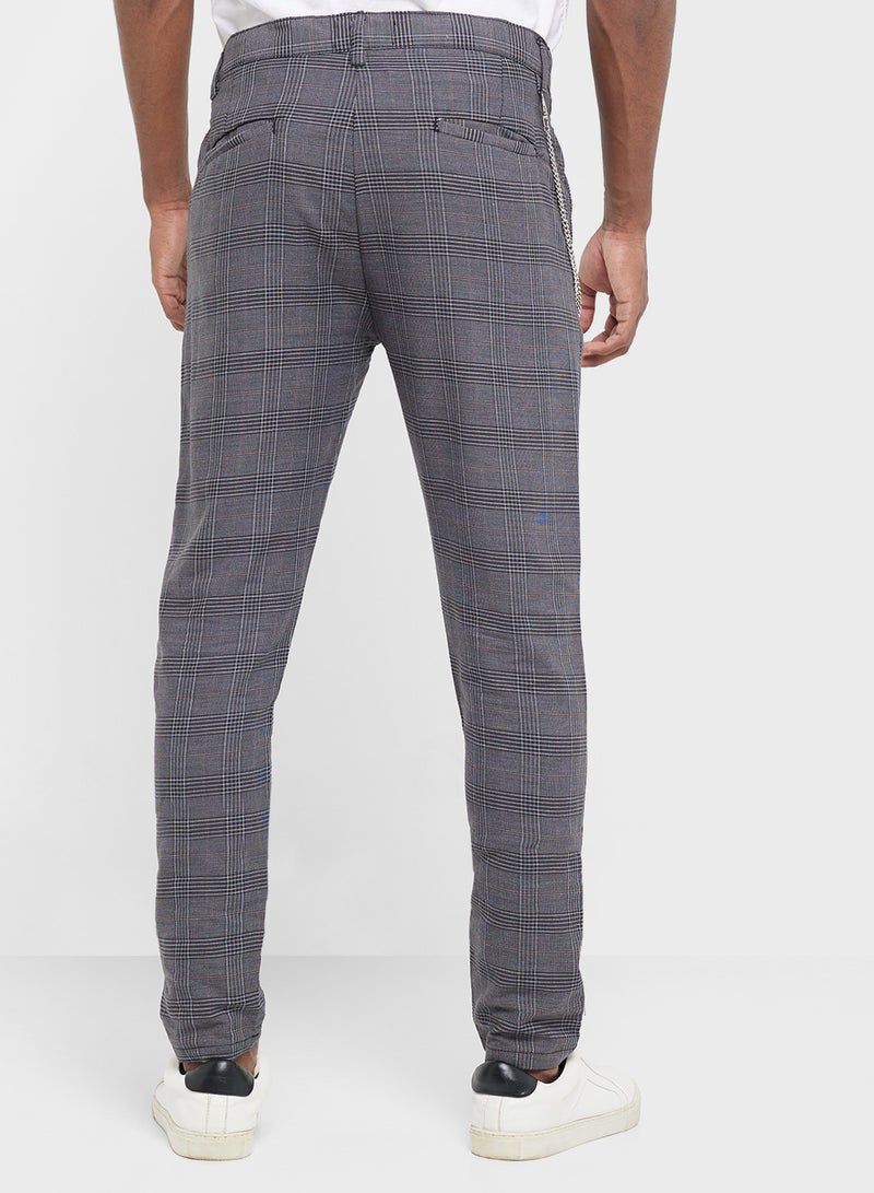 MENS CHECK PANT WITH METAL CHAIN