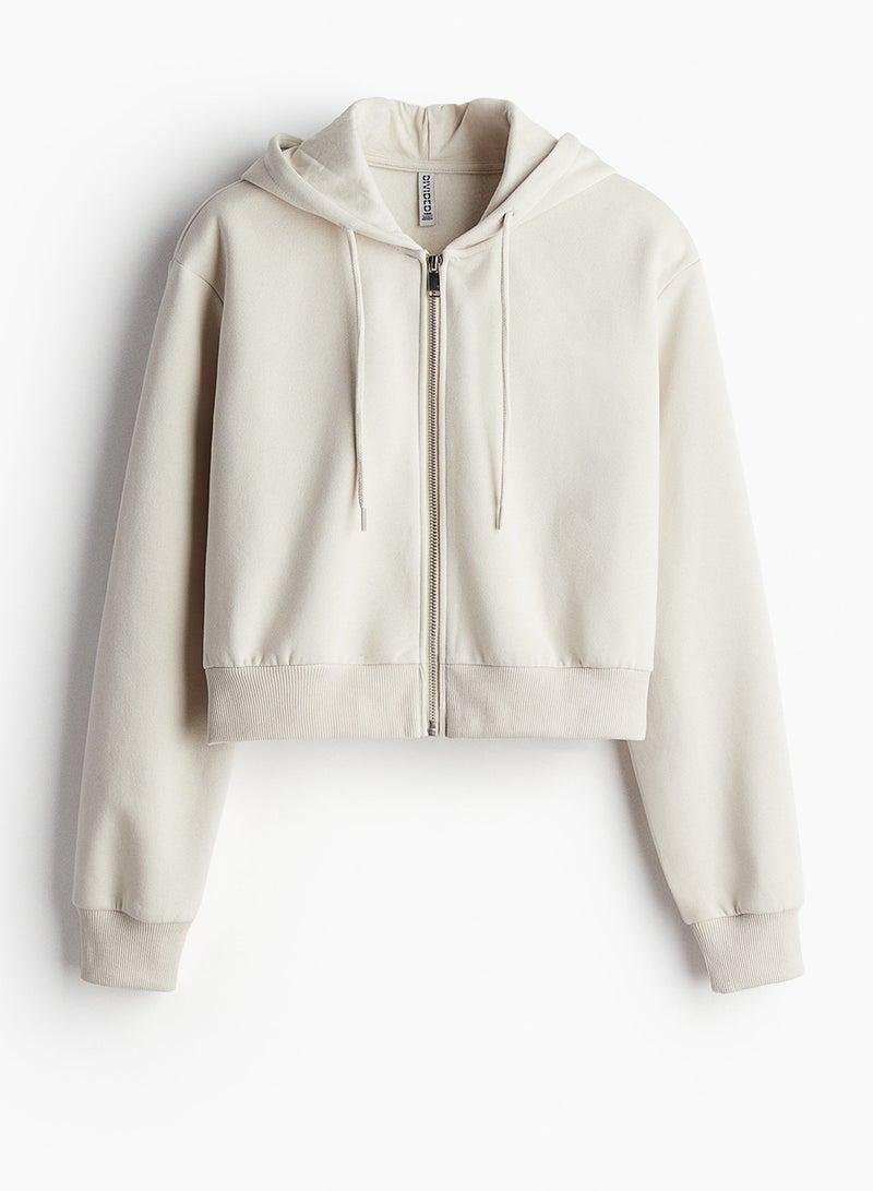 Cropped Zip-Through Hoodie