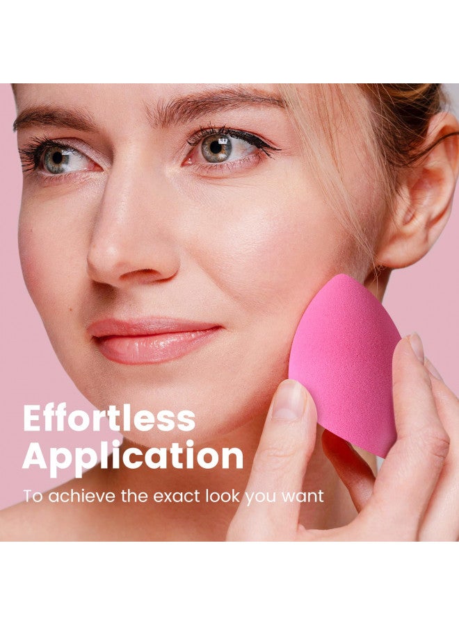 BEAKEY 10pcs Makeup Sponge Set, Super Bouncy, Soft Beauty Sponge for Blending Powder, Cream and Liquid. Cruelty Free, Latex Free, Pink