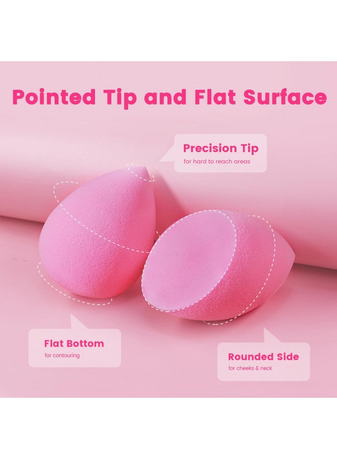 BEAKEY 10pcs Makeup Sponge Set, Super Bouncy, Soft Beauty Sponge for Blending Powder, Cream and Liquid. Cruelty Free, Latex Free, Pink