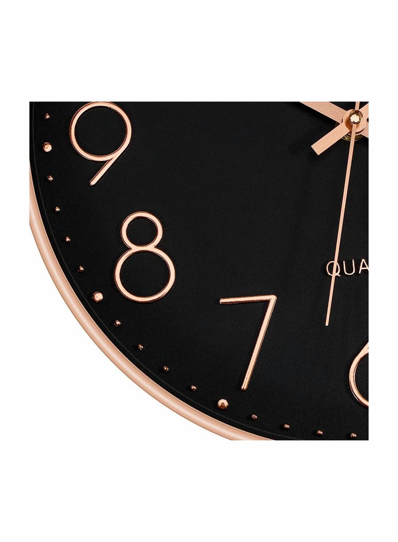 12Inch Wall Clock Silent Large Modern Simple Style for Living Room Office Home Kitchen Decor Easy to Read Rose Gold And Black