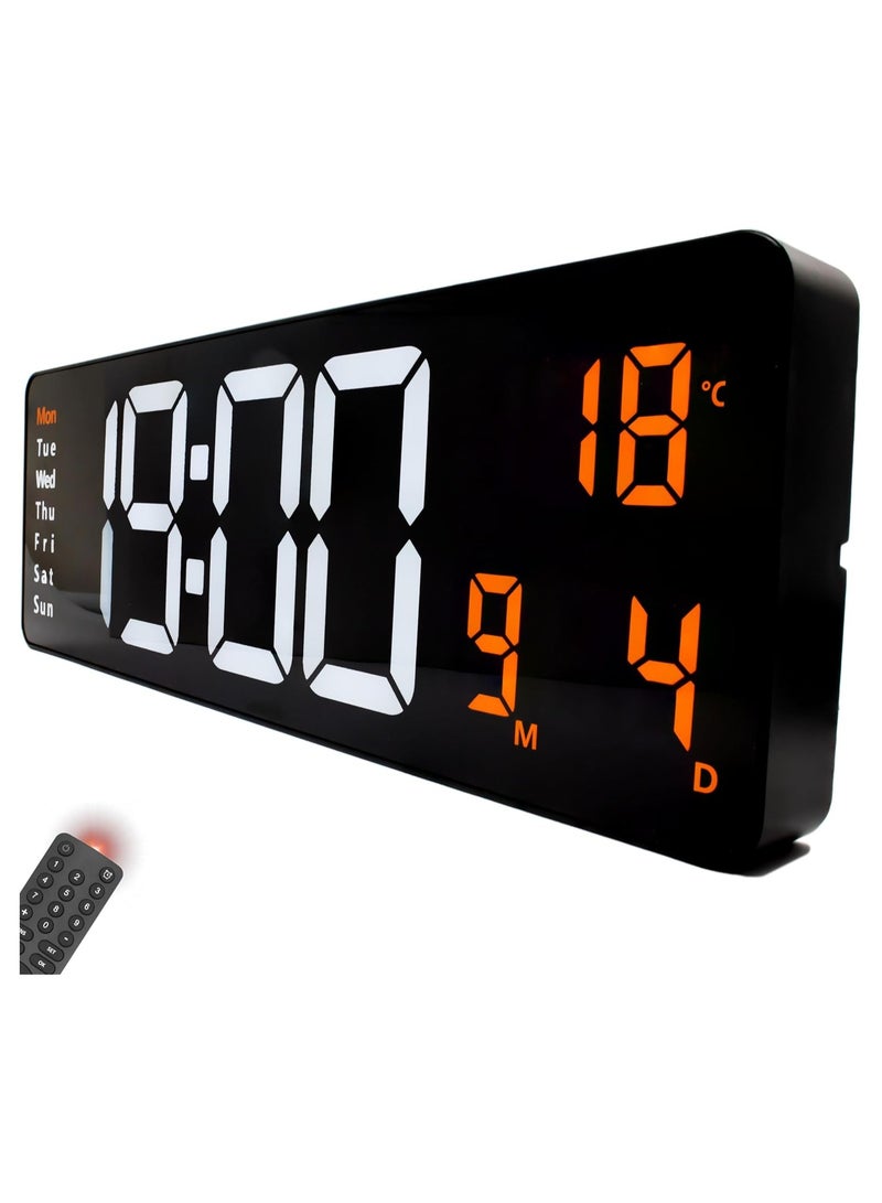 Digital Wall Clock with Temperature Display Large Luminous LED Digital Clock without Ticking Noise