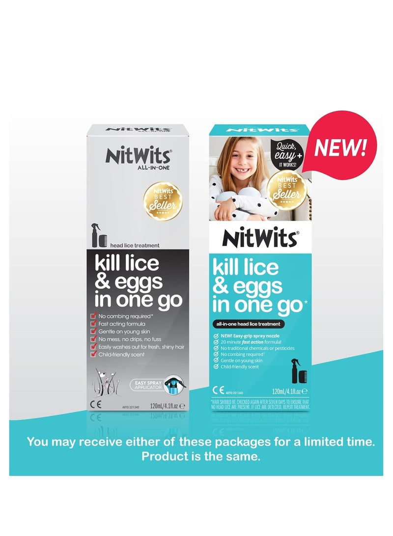 All-in-one head lice treatment spray kills lice and eggs Includes 120ml lice spray and nit comb