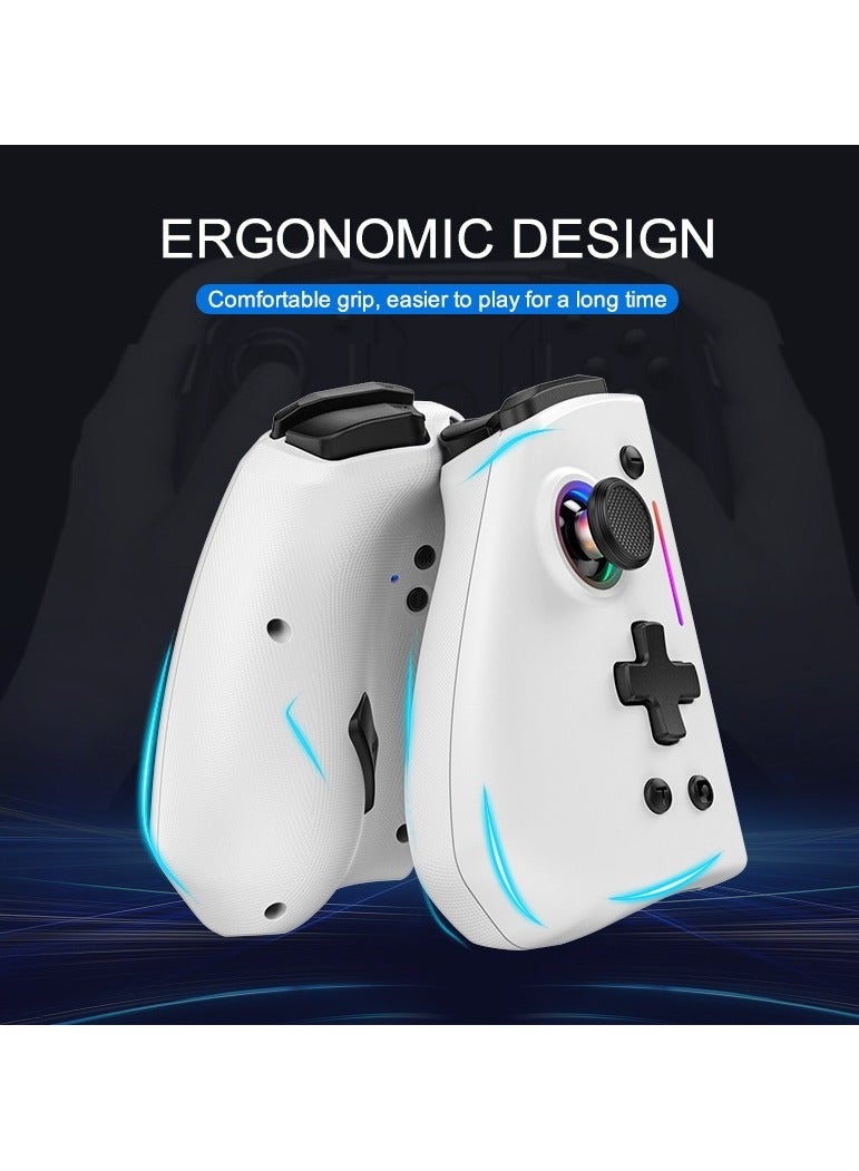 Classic Gamepad Linyuvo Joy Con Bluetooth Game Controller Compatible with Switch, Switch Lite, Switch OLED Color RGB Light Six-Axis Gyroscope Turbo Function Adjustment Dual Vibration White