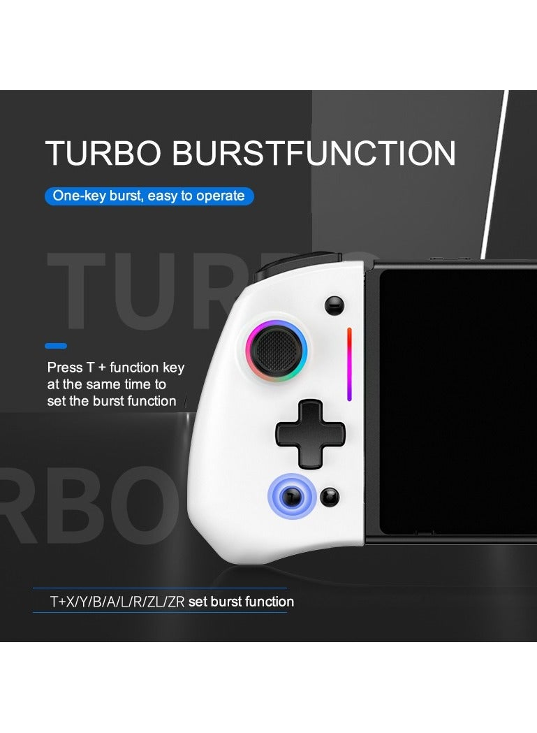 Classic Gamepad Linyuvo Joy Con Bluetooth Game Controller Compatible with Switch, Switch Lite, Switch OLED Color RGB Light Six-Axis Gyroscope Turbo Function Adjustment Dual Vibration White