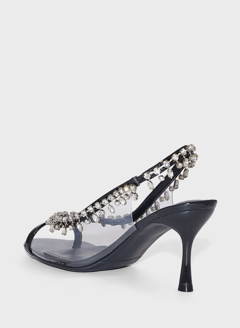 Diamante Peep Toe Pump