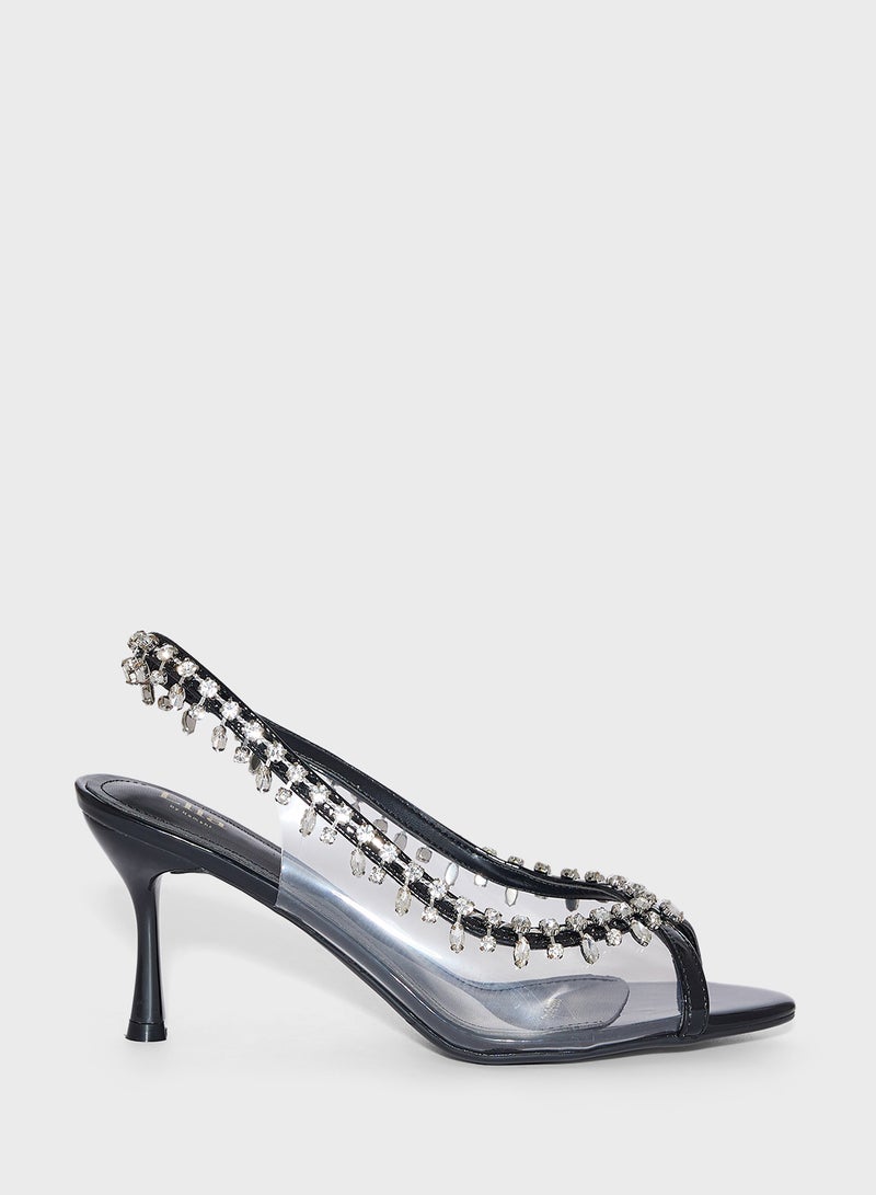 Diamante Peep Toe Pump