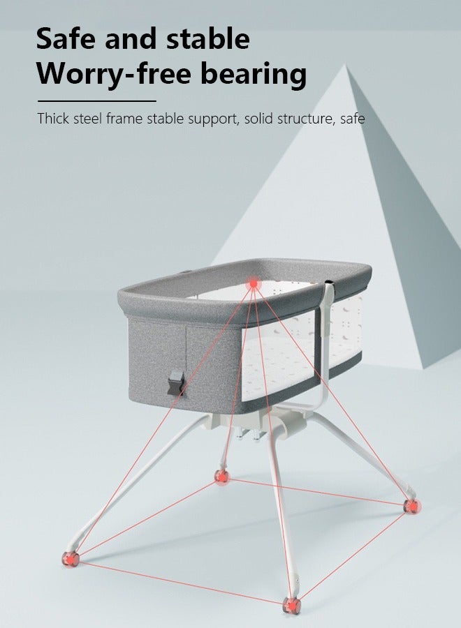 Bedside Cradle Baby Sleeping Bed Detachable Portable Folding Ultra-Light Baby Cradle Bedside Bassinet For Baby Gray