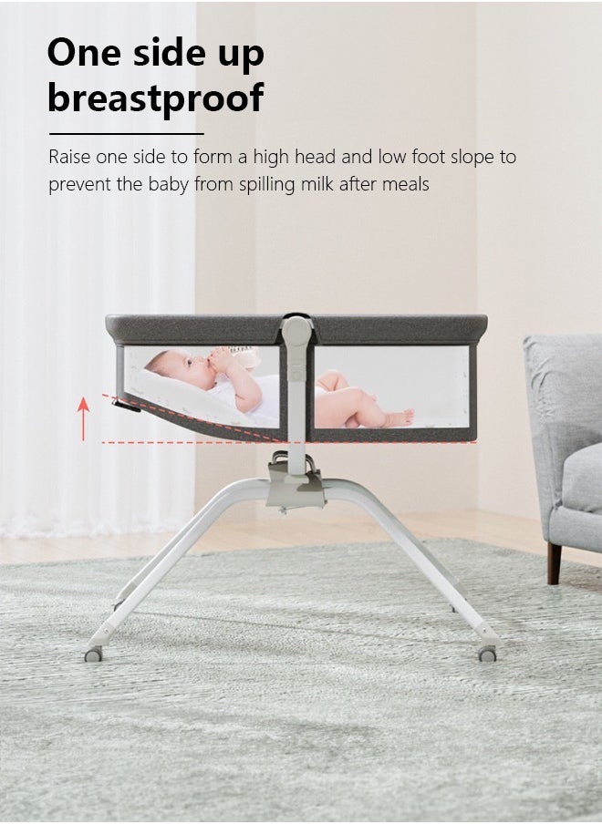 Bedside Cradle Baby Sleeping Bed Detachable Portable Folding Ultra-Light Baby Cradle Bedside Bassinet For Baby Gray