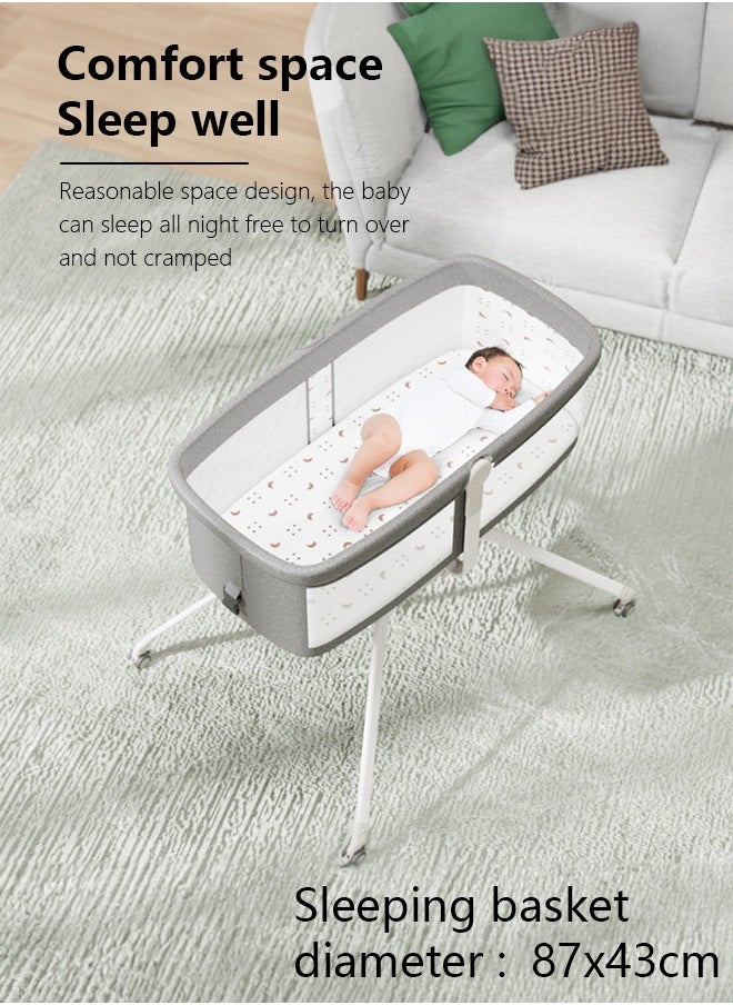 Bedside Cradle Baby Sleeping Bed Detachable Portable Folding Ultra-Light Baby Cradle Bedside Bassinet For Baby Gray
