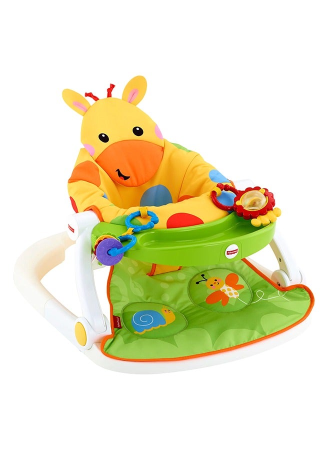 Bright Starts Learn-to-Sit Baby Floor Seat, 2-Positions Grow with Infant, Portable Baby Chair, Includes Sensory Toys, Unisex, 4-12 Months, Playful Paradise