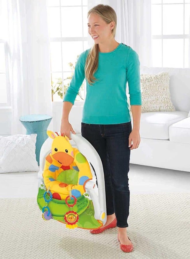 Bright Starts Learn-to-Sit Baby Floor Seat, 2-Positions Grow with Infant, Portable Baby Chair, Includes Sensory Toys, Unisex, 4-12 Months, Playful Paradise