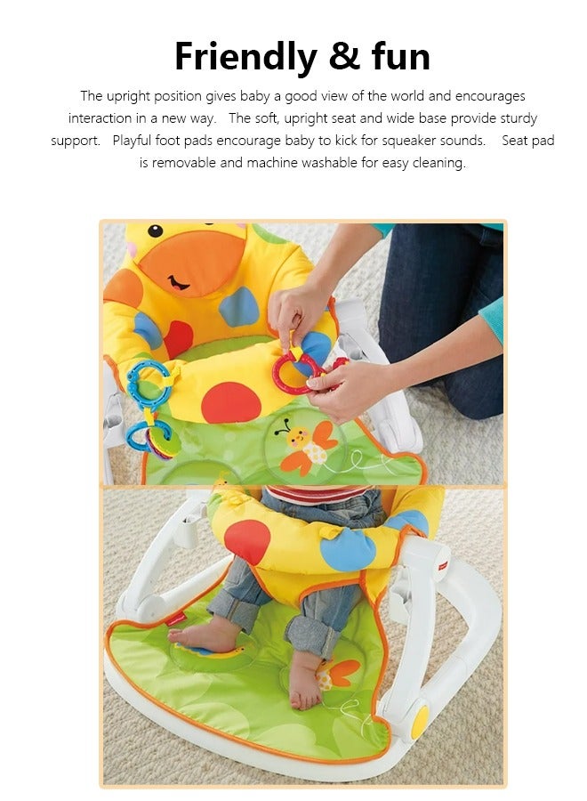 Bright Starts Learn-to-Sit Baby Floor Seat, 2-Positions Grow with Infant, Portable Baby Chair, Includes Sensory Toys, Unisex, 4-12 Months, Playful Paradise