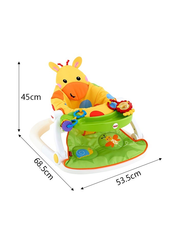 Bright Starts Learn-to-Sit Baby Floor Seat, 2-Positions Grow with Infant, Portable Baby Chair, Includes Sensory Toys, Unisex, 4-12 Months, Playful Paradise