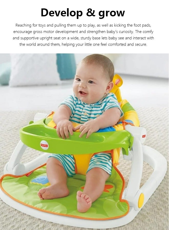 Bright Starts Learn-to-Sit Baby Floor Seat, 2-Positions Grow with Infant, Portable Baby Chair, Includes Sensory Toys, Unisex, 4-12 Months, Playful Paradise