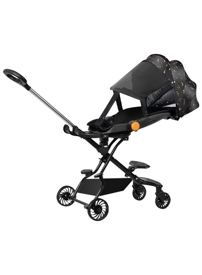 Baby Stroller Lightweight Stroller Lightweight Foldable Two-Way Lying Stroller With Footrest Baby Travel Stroller Black