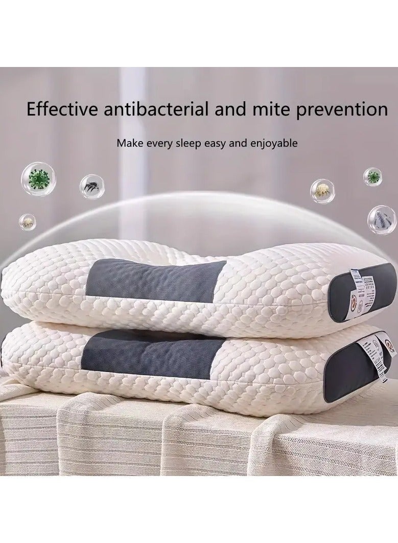 COMFY 3D KNITTED SET OF 2 ALL SEASON NECK & SPINE SUPPORT FIBER FILLED LATEX COTTON PILLOW