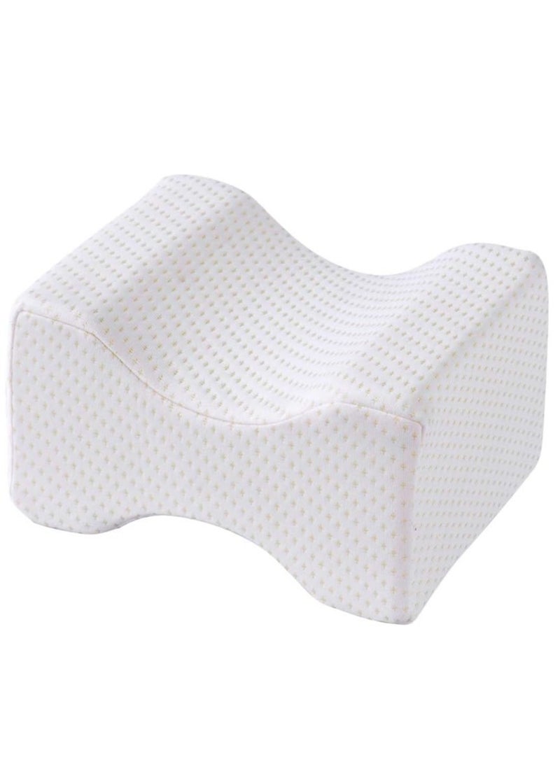 Knee Pillow for Side Sleepers - Contoured Wedge Support for Pain Relief & Comfort, Ideal for Sleep Alignment and Leg Support (White)