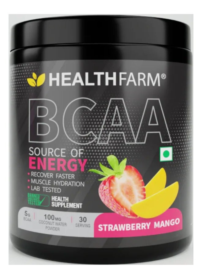 HealthFarm BCAA Supplement + Electrolytes Support Muscle Recovery Strawberry Mango Flavor 30 Servings