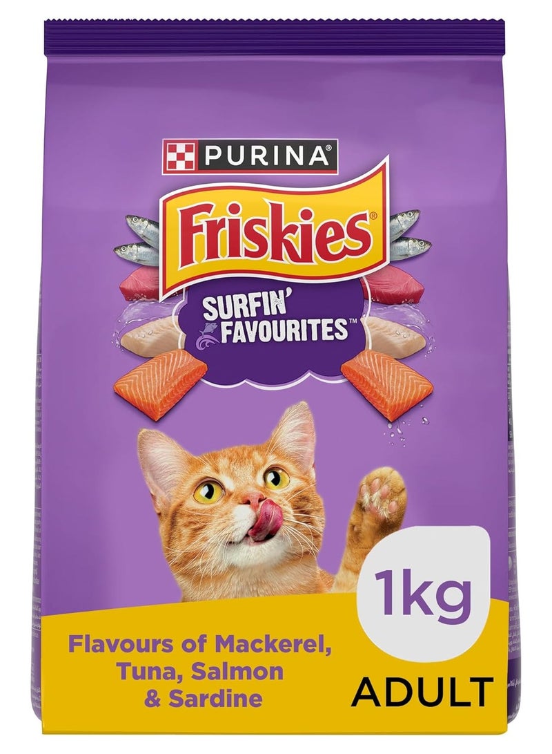Friskies Surfin Favourites Adult Dry Cat Food - 1 kg