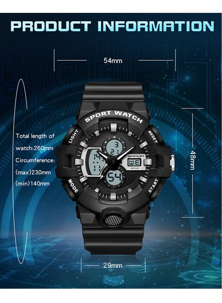 Multifunctional outdoor luminous waterproof watch for young men and women