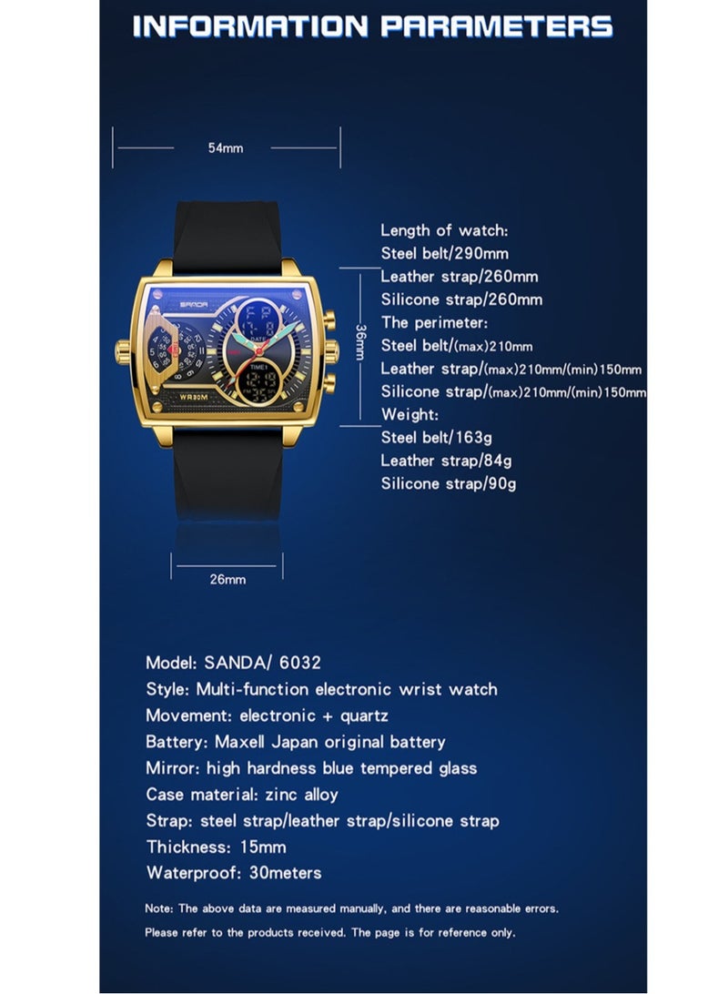 Men's Fashionable Personalized Creative Square Electronic Watch