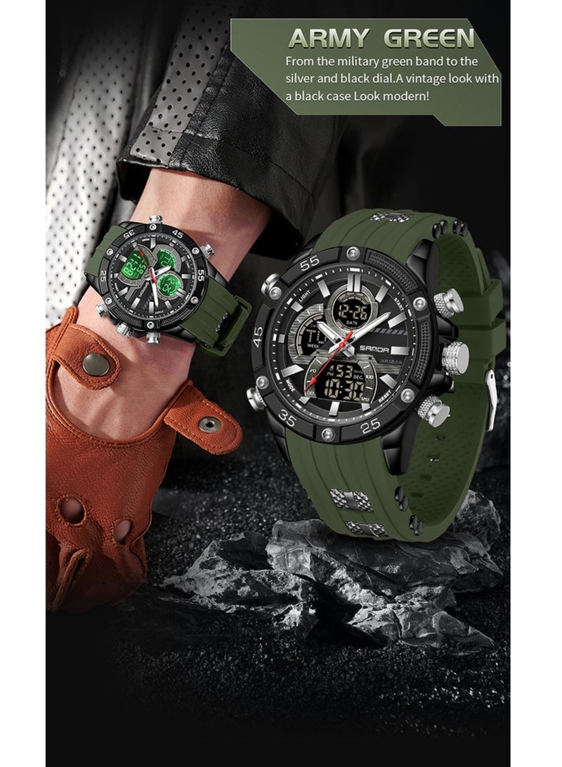 Men's Stylish Dual Movement Waterproof Sports Watch