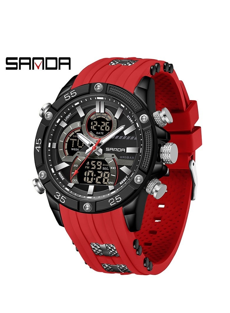 Men's Stylish Dual Movement Waterproof Sports Watch