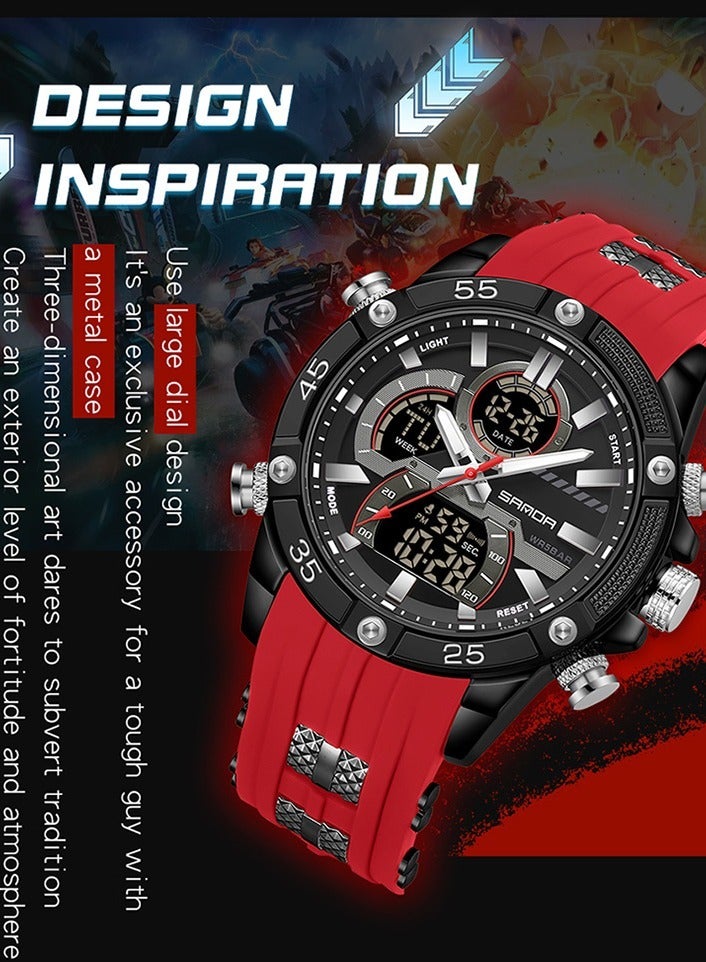 Men's Stylish Dual Movement Waterproof Sports Watch