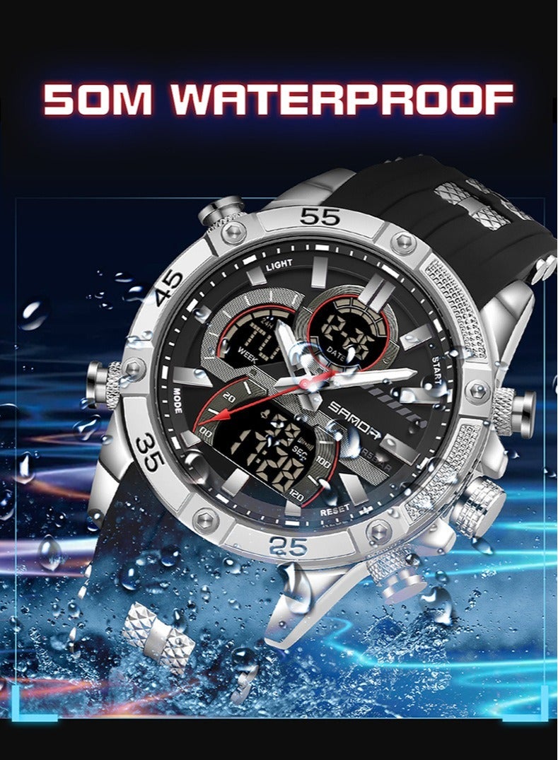 Men's Stylish Dual Movement Waterproof Sports Watch