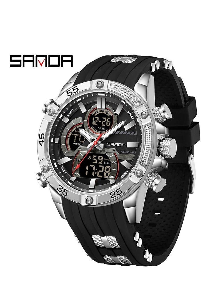 Men's Stylish Dual Movement Waterproof Sports Watch