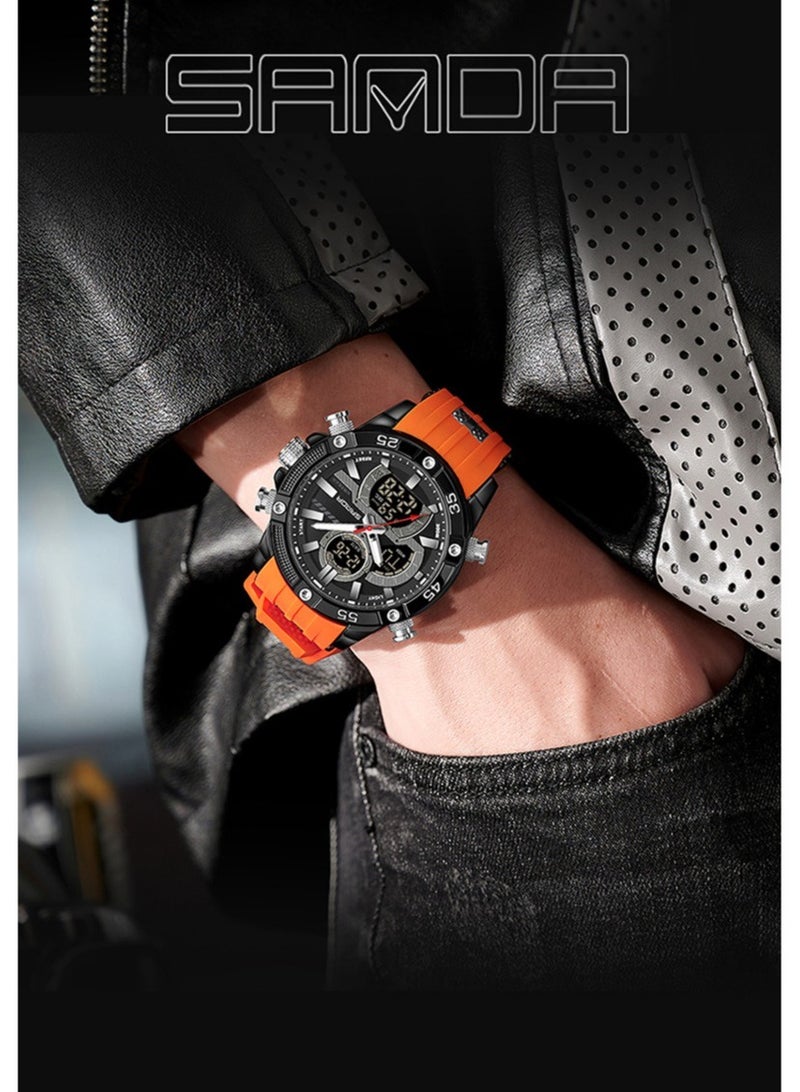 Men's Stylish Dual Movement Waterproof Sports Watch