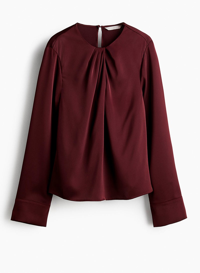 Pleat-Detail Satin Blouse