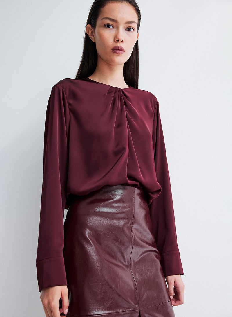 Pleat-Detail Satin Blouse