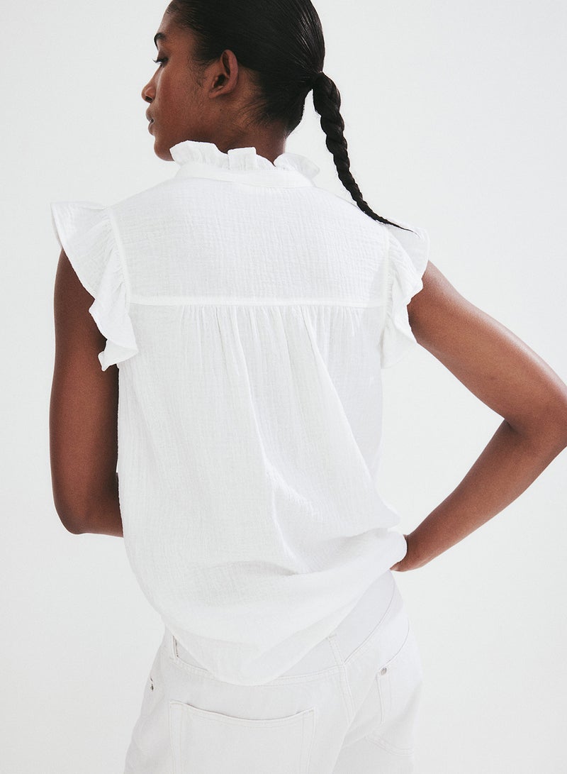 Flutter-Sleeved Muslin Blouse