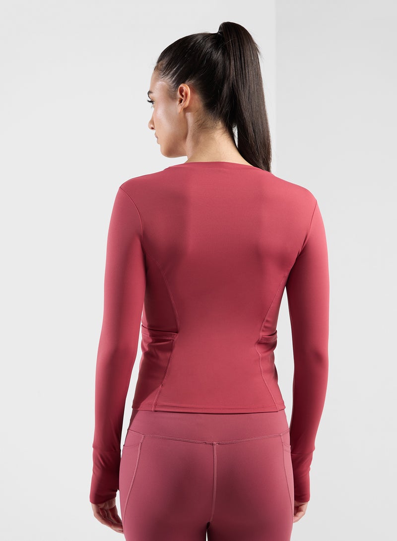 Fittem Seam Detail Long Sleeves Top