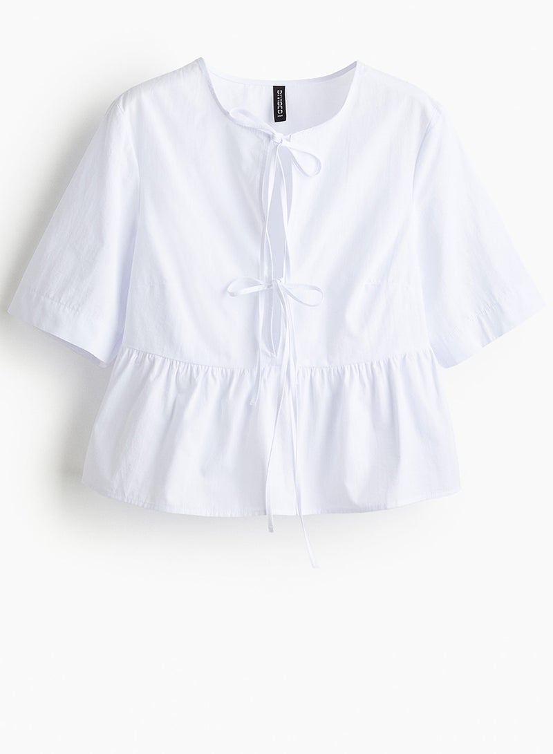 Tie-Front Poplin Blouse