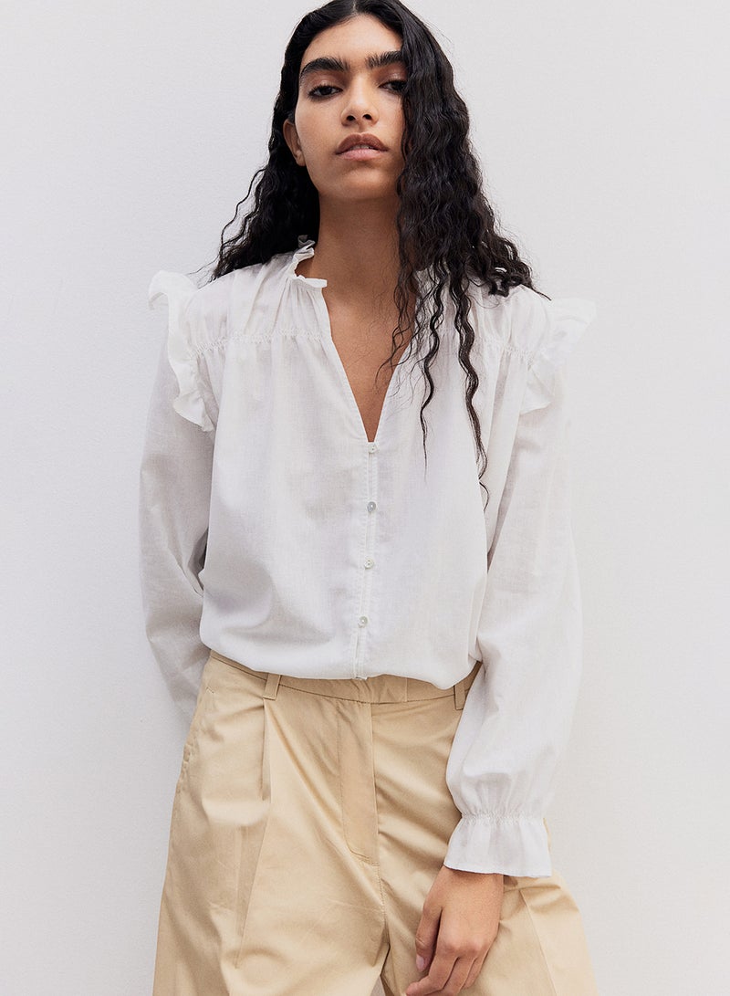 Linen-Blend Blouse