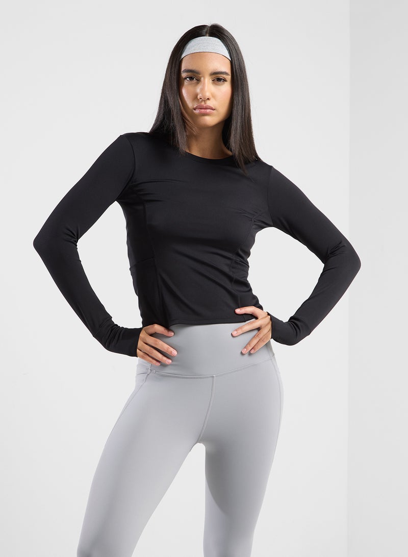 Fittem Seam Detail Long Sleeves Top