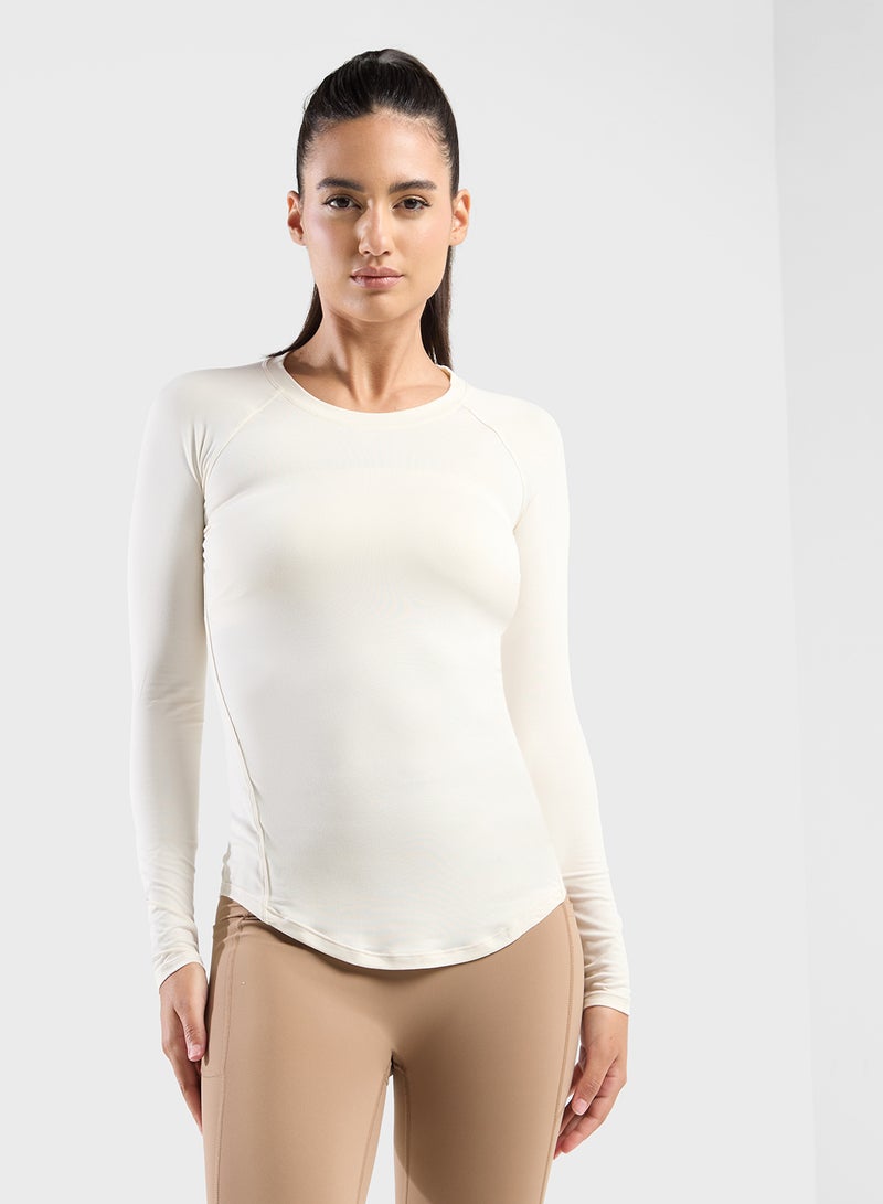 Fittem Seam Detail Long Sleeves Top