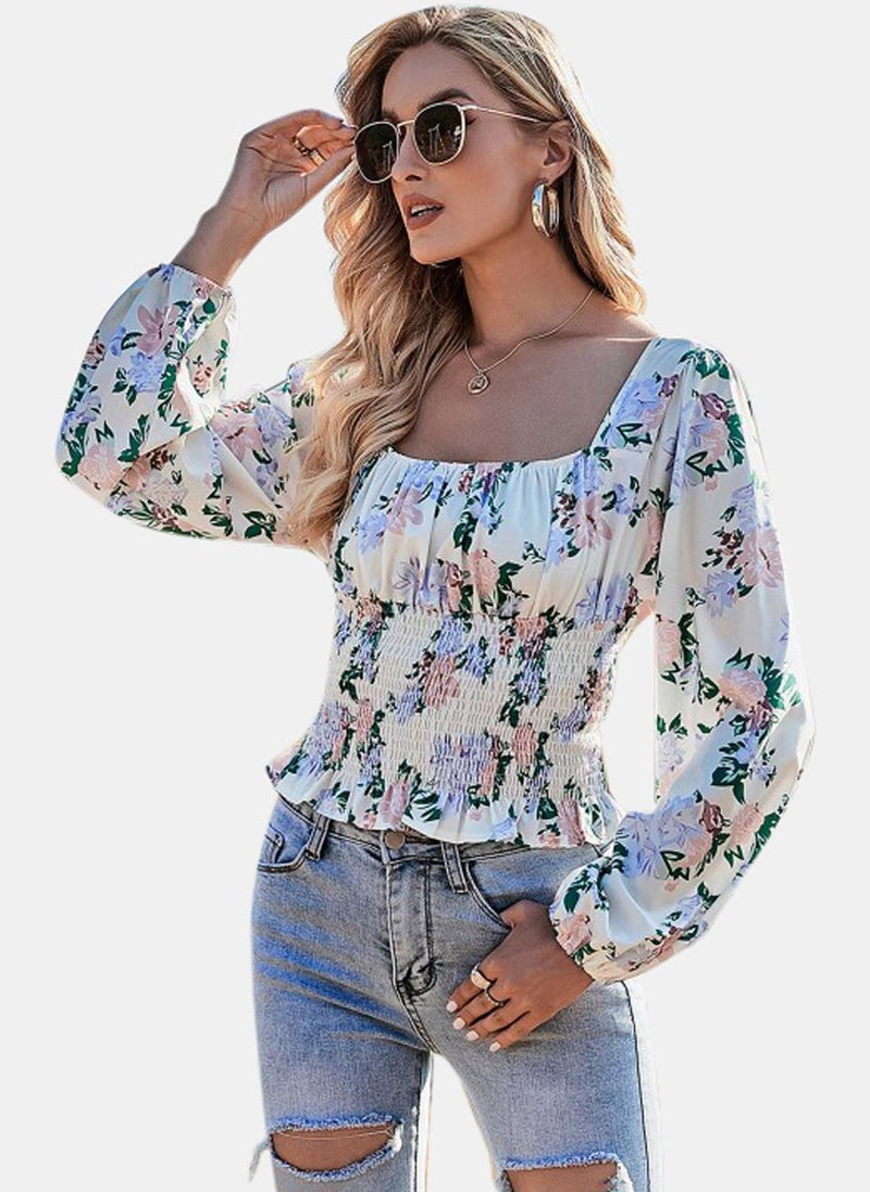 White Printed Top