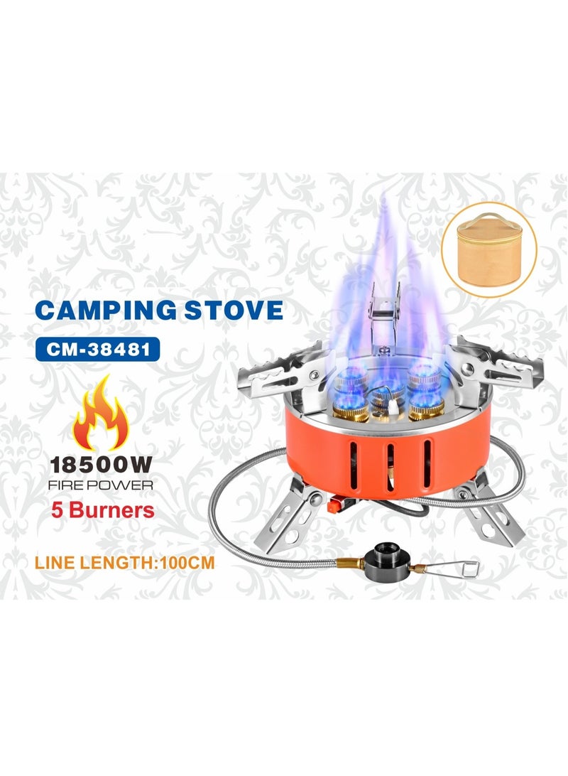 High Power 5 Burner Camping Stove With Carry Bag