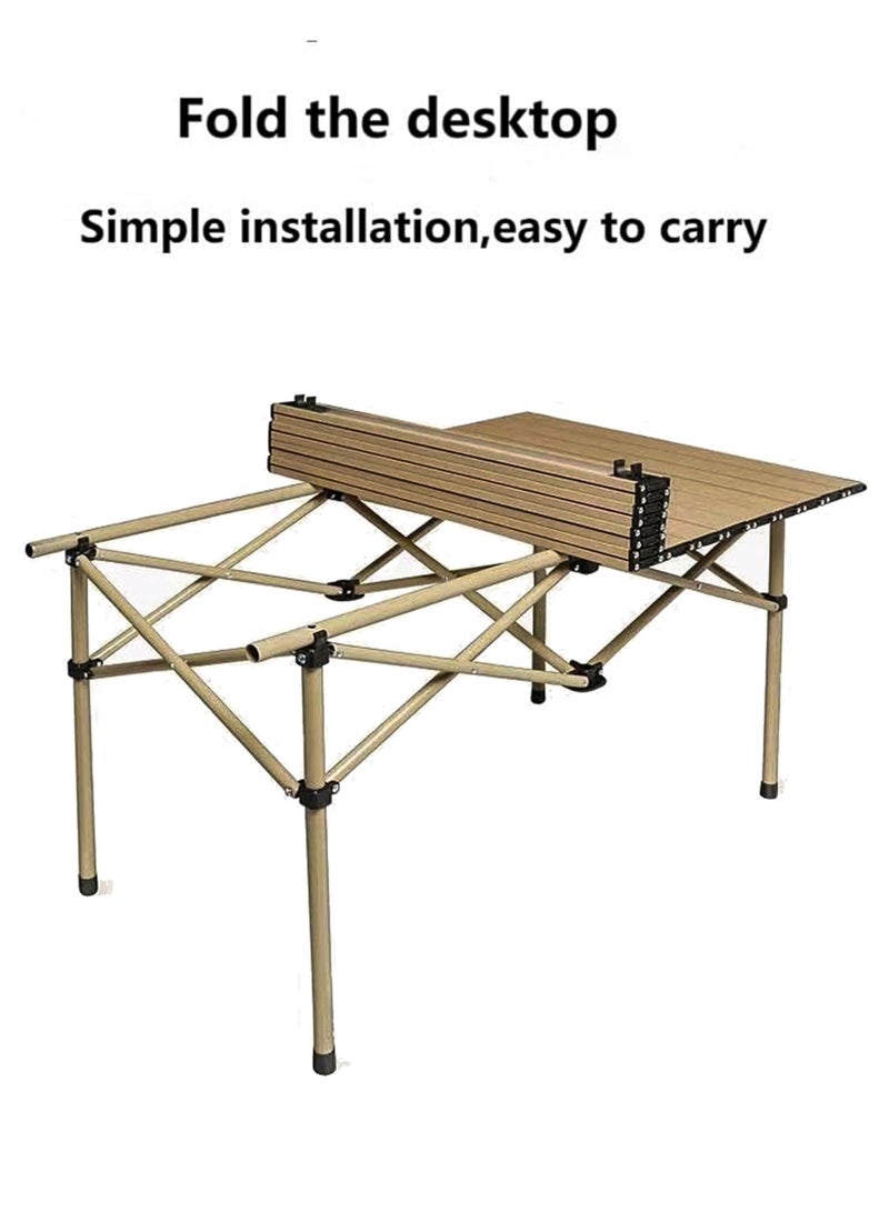 Portable Folding Camping Table with Rollable Aluminum Top Lightweight  Compact for Easy Carry Durable Waterproof Design Stable Steel Frame Perfect for Outdoor Adventures Picnics Beach BBQ Hiking Fishing and Travel  90cm x 55cm