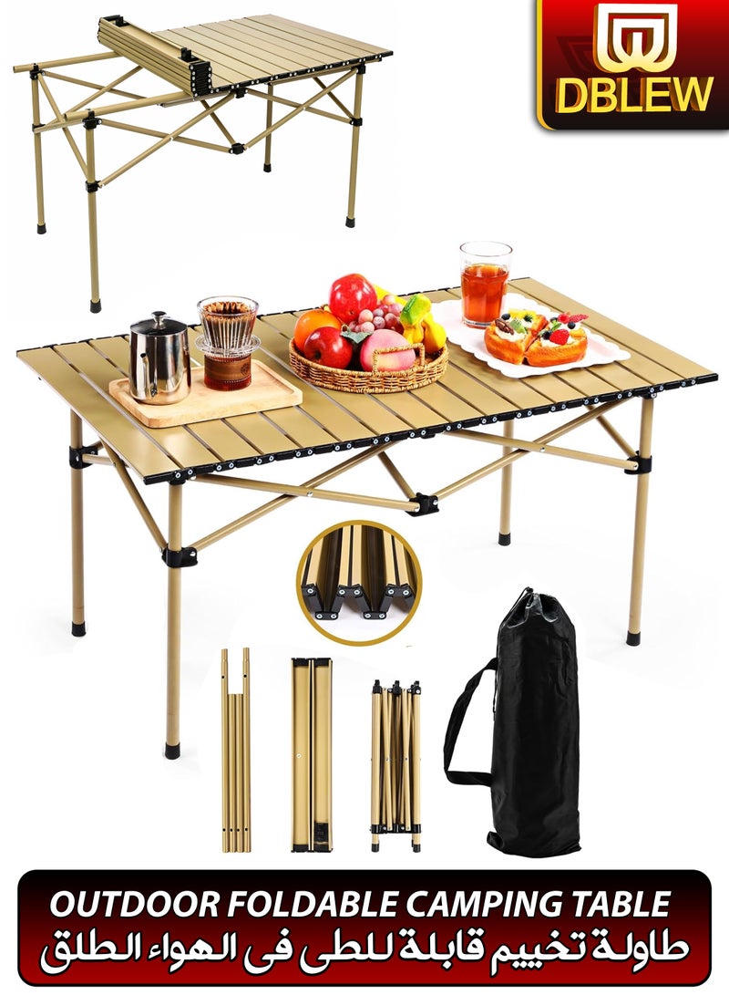 Portable Folding Camping Table with Rollable Aluminum Top Lightweight  Compact for Easy Carry Durable Waterproof Design Stable Steel Frame Perfect for Outdoor Adventures Picnics Beach BBQ Hiking Fishing and Travel  90cm x 55cm