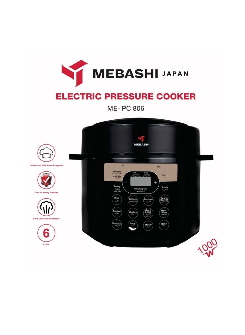 Electric Pressure Cooker 6Ltr 1000W