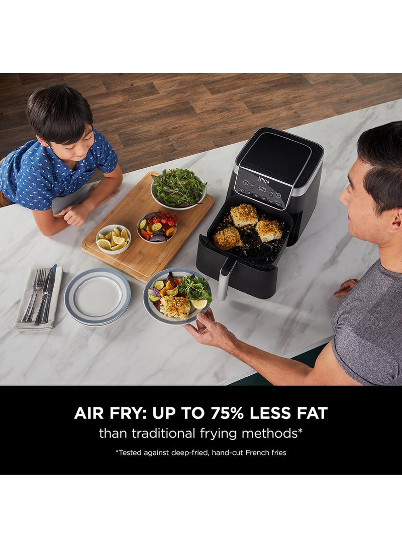 Air Fryer Max Pro, 6.2L, Uses No Oil, Large Square Single Drawer, Roast, Bake, Air Fry, Family Size, Digital, Cook From Frozen, Non-Stick, Dishwasher Safe Basket & Crisper Plate 5.5 L 2000 W AF180ME Black