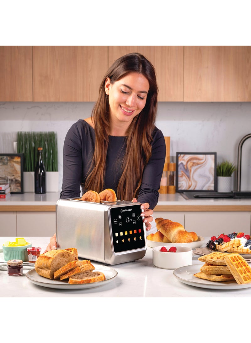 Toasti Digital Toaster - 2-Slice With Intuitive Touch-screen Display, 6 Shade Settings, 5 Bread Options, Favorite Button, Warming Rack, Crumb Tray,  Reheat | Defrost, 2 Years Warranty 850 W Toasti Silver