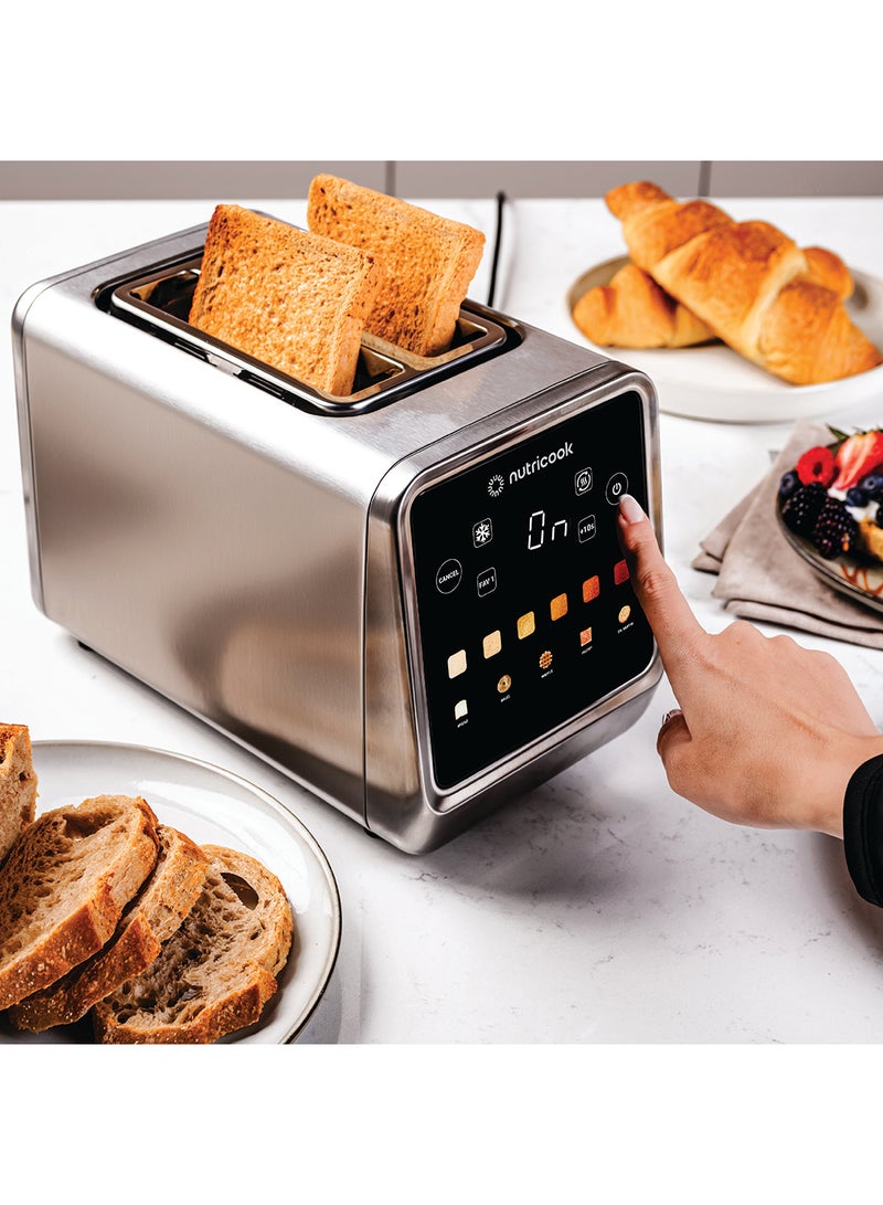 Toasti Digital Toaster - 2-Slice With Intuitive Touch-screen Display, 6 Shade Settings, 5 Bread Options, Favorite Button, Warming Rack, Crumb Tray,  Reheat | Defrost, 2 Years Warranty 850 W Toasti Silver