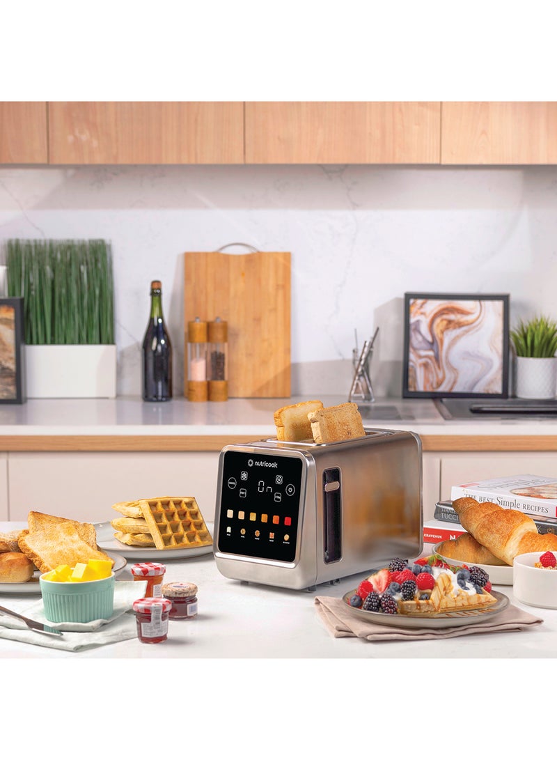 Toasti Digital Toaster - 2-Slice With Intuitive Touch-screen Display, 6 Shade Settings, 5 Bread Options, Favorite Button, Warming Rack, Crumb Tray,  Reheat | Defrost, 2 Years Warranty 850 W Toasti Silver